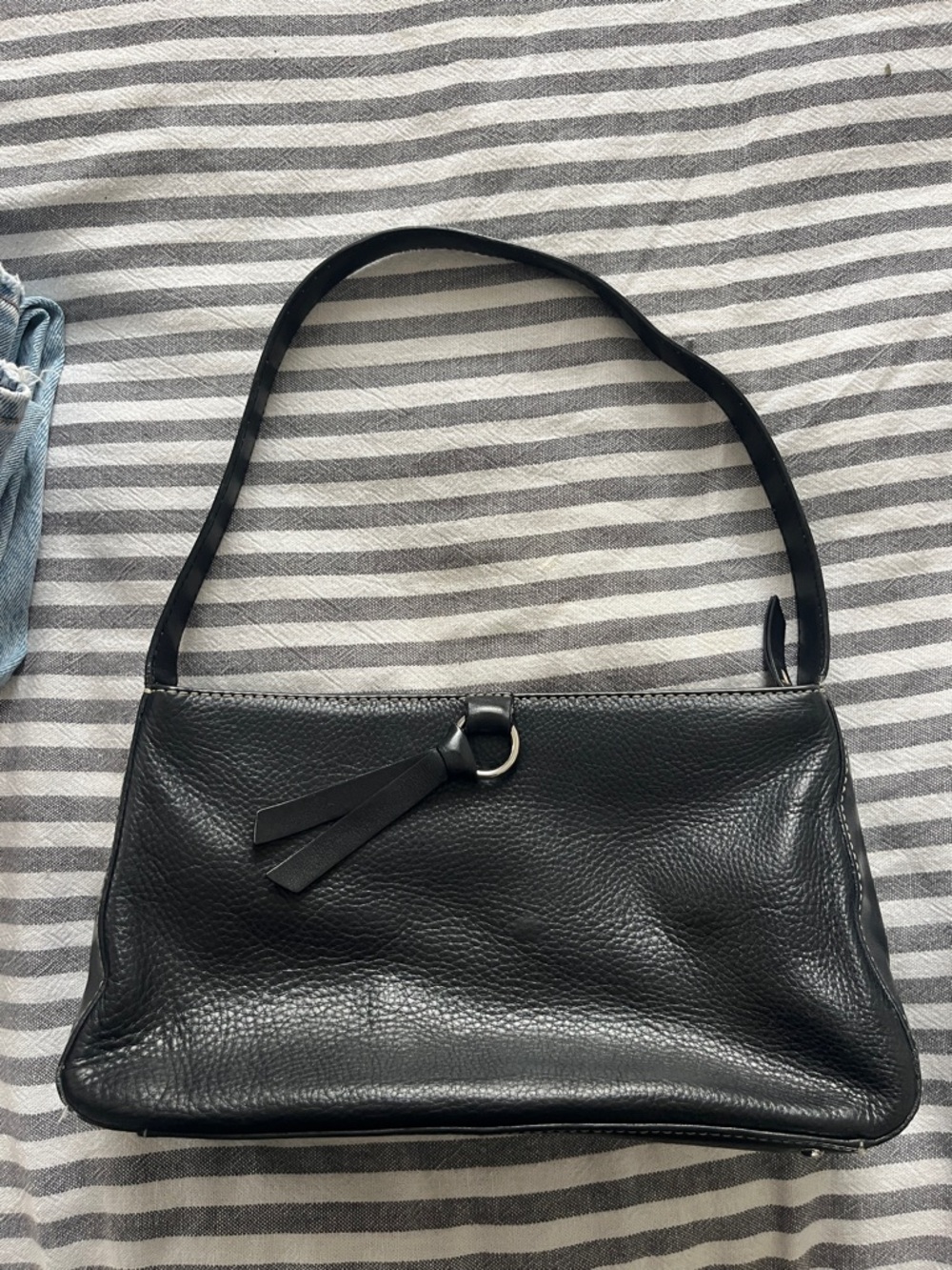 Vintage Black Leather Shoulder Bag